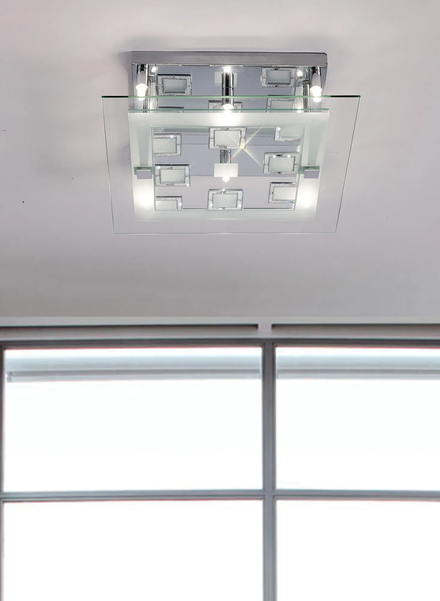 Destello Crystal Ceiling Lights Diyas Ringed & Square Crystal Fittings